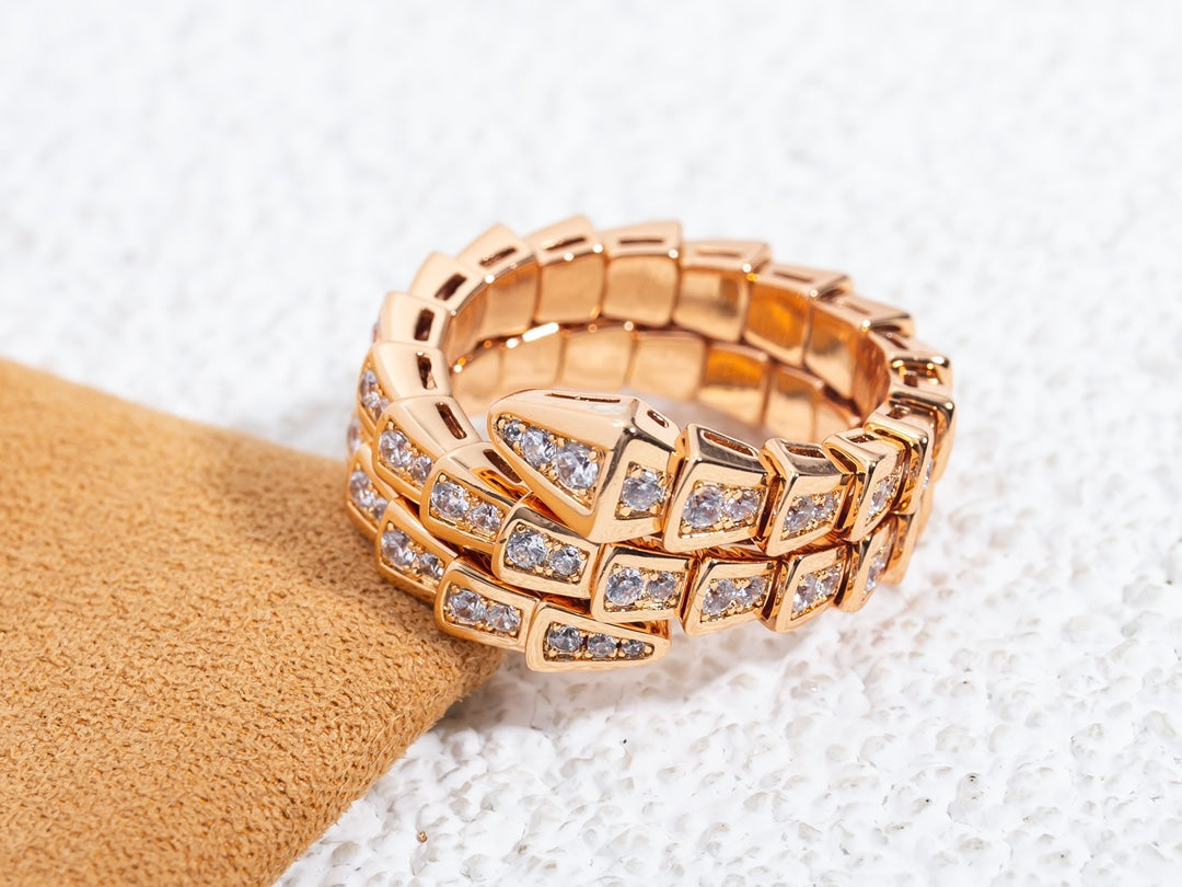 [Raffine]ANILLO SERPENTI ORO ROSA DOBLE HILERA DE DIAMANTES