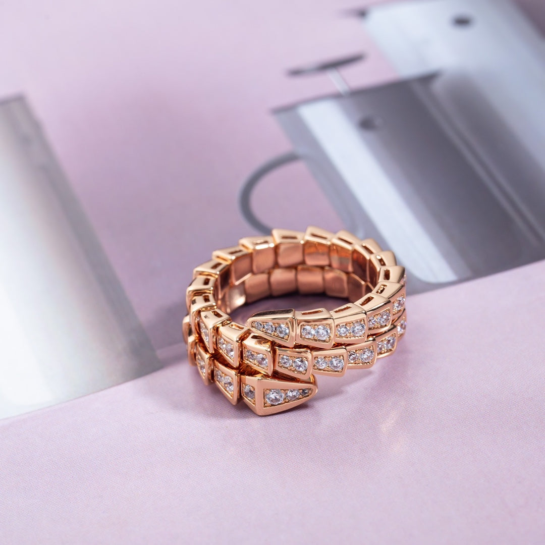 [Raffine]ANILLO SERPENTI ORO ROSA DOBLE HILERA DE DIAMANTES