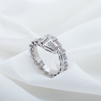 [Raffine]Anillo Serpenti Plata Diamante Pavé 4mm