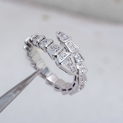 [Raffine]Anillo Serpenti Plata Diamante Pavé 4mm
