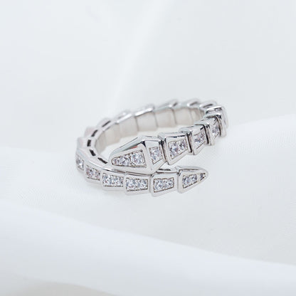 [Raffine]Anillo Serpenti Plata Diamante Pavé 4mm