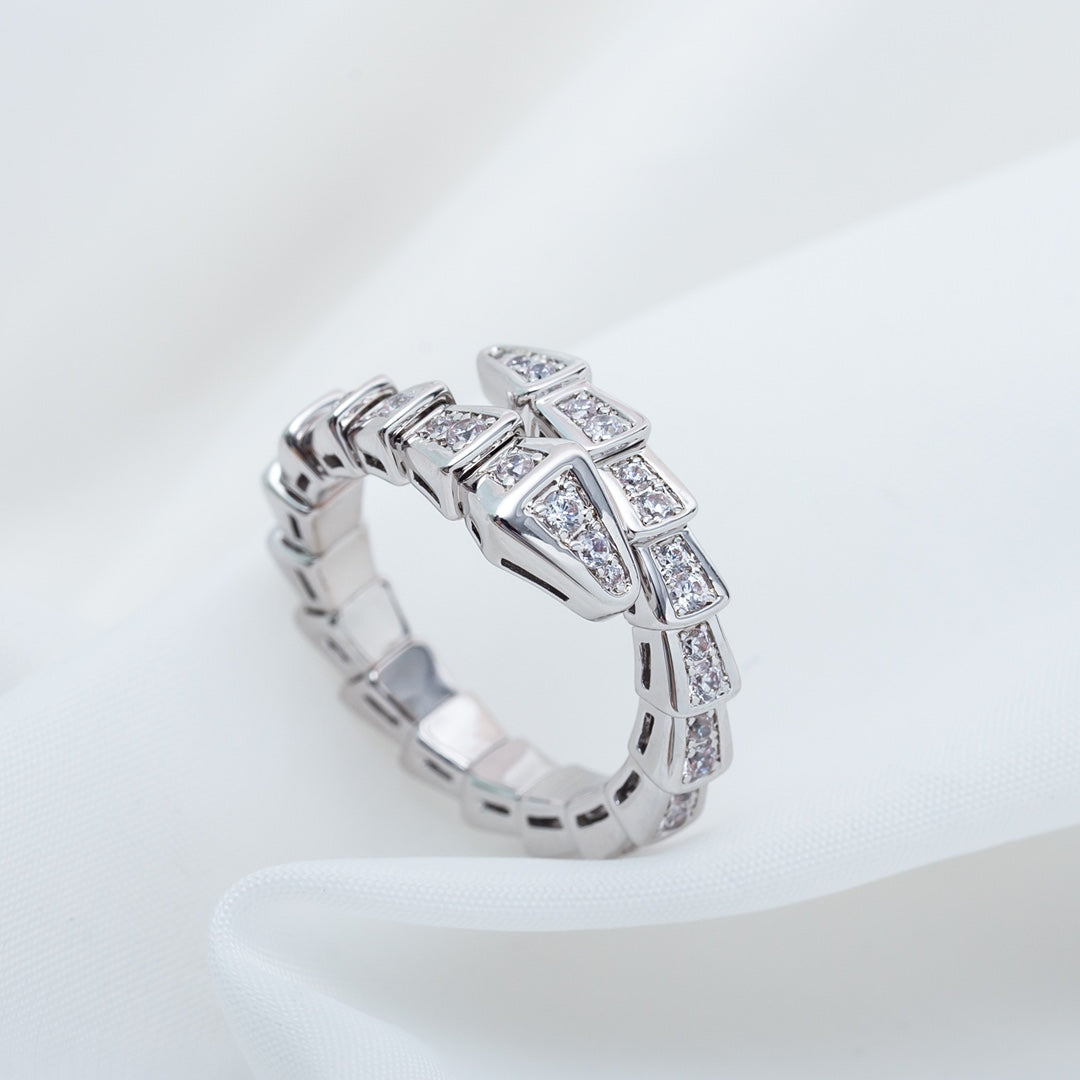 [Raffine]Anillo Serpenti Plata Diamante Pavé 4mm