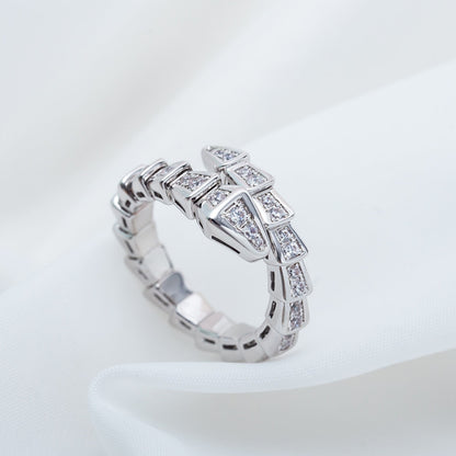 [Raffine]Anillo Serpenti Plata Diamante Pavé 4mm