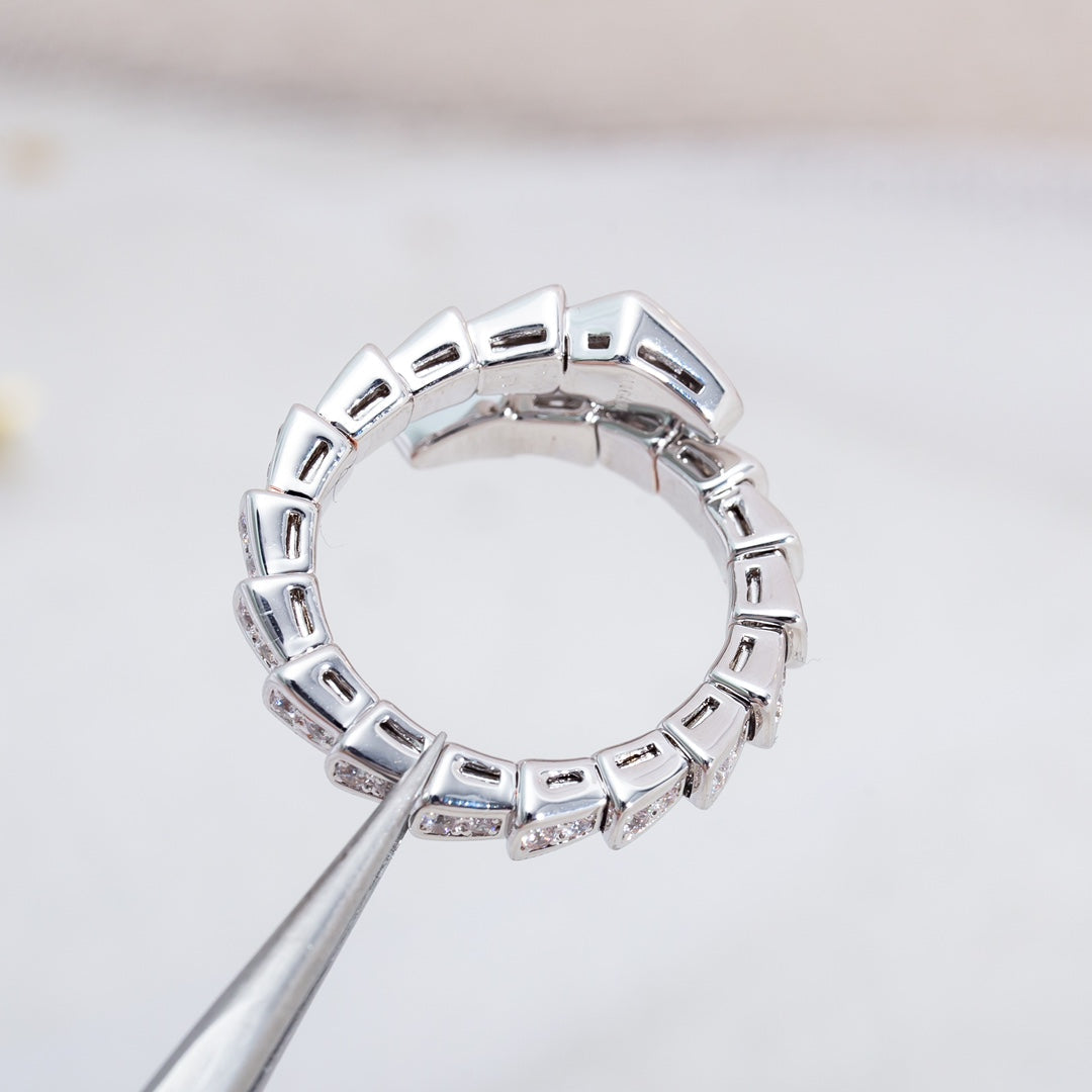 [Raffine]Anillo Serpenti Plata Diamante Pavé 4mm