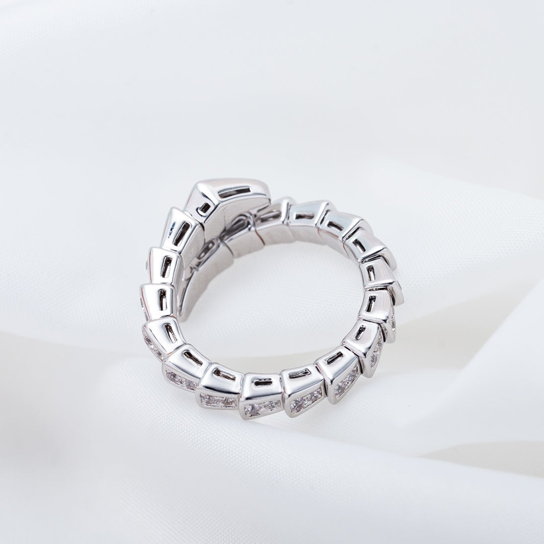 [Raffine]Anillo Serpenti Plata Diamante Pavé 4mm
