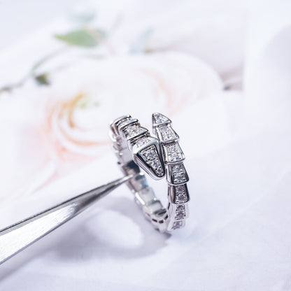 [Raffine]Anillo Serpenti Plata Diamante Pavé 4mm