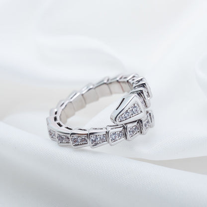 [Raffine]Anillo Serpenti Plata Diamante Pavé 4mm