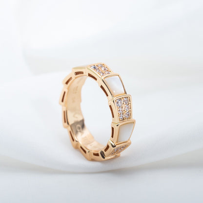 [Raffine]Anillo Serpenti Oro Rosa Mop Diamante Pavé 4mm