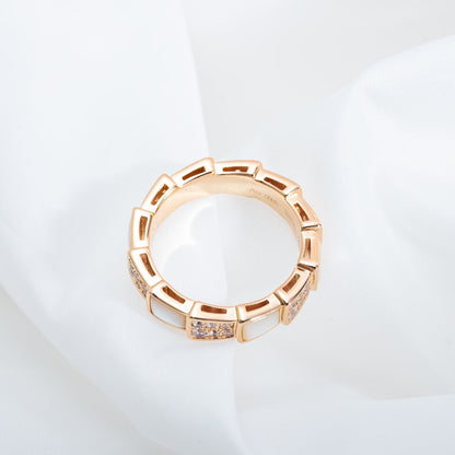 [Raffine]Anillo Serpenti Oro Rosa Mop Diamante Pavé 4mm