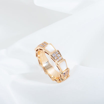[Raffine]Anillo Serpenti Oro Rosa Mop Diamante Pavé 4mm