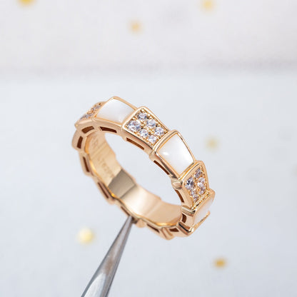 [Raffine]Anillo Serpenti Oro Rosa Mop Diamante Pavé 4mm