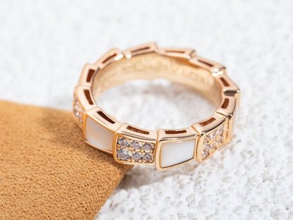 [Raffine]Anillo Serpenti Oro Rosa Mop Diamante Pavé 4mm