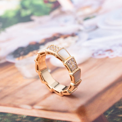 [Raffine]Anillo Serpenti Oro Rosa Mop Diamante Pavé 4mm