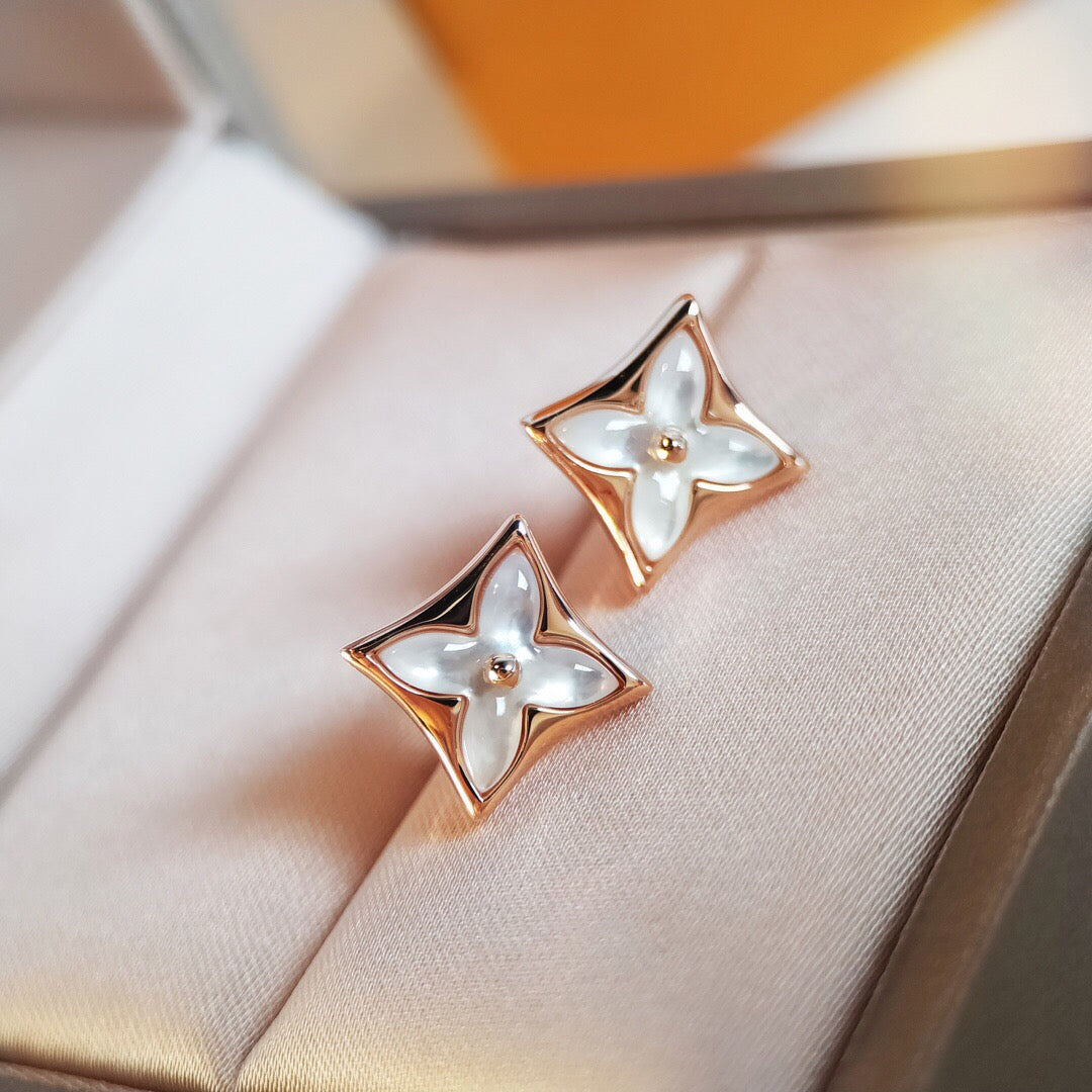[Raffine]STAR MOP PINK GOLD EARRINGS