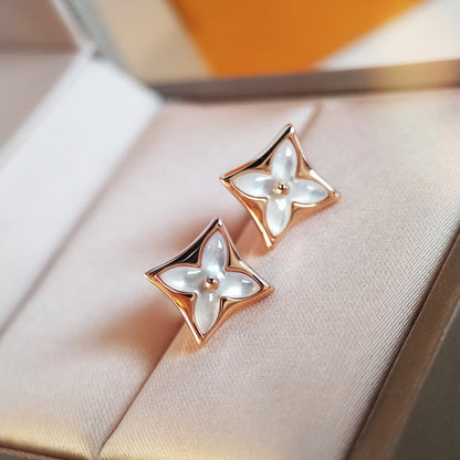 [Raffine]STAR MOP PINK GOLD EARRINGS