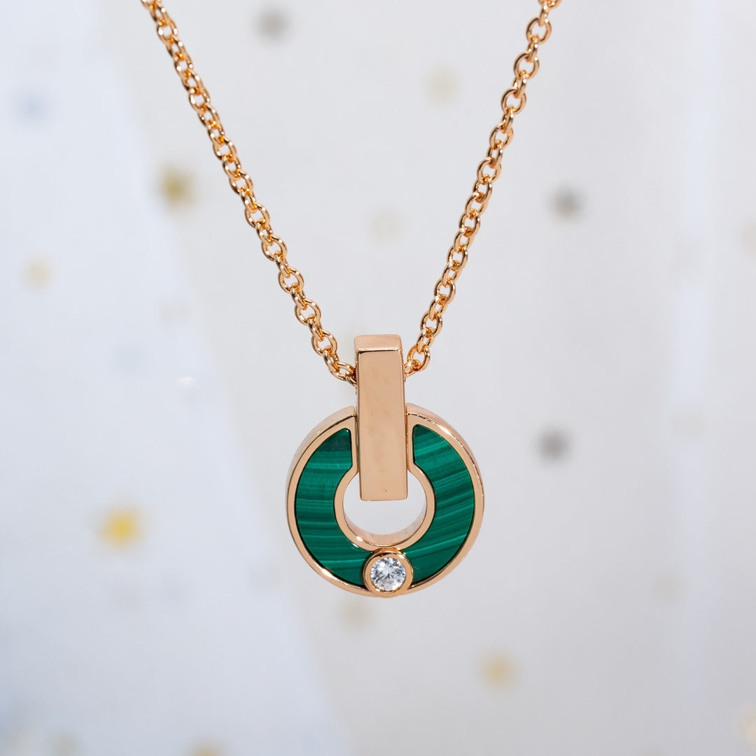 [Raffine]GARI NECKLACE PINK GOLD MALACHITE