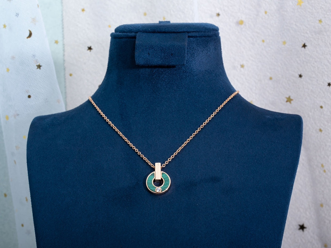 [Raffine]GARI NECKLACE PINK GOLD MALACHITE