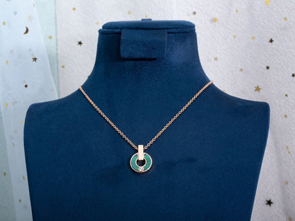 [Raffine]GARI NECKLACE PINK GOLD MALACHITE