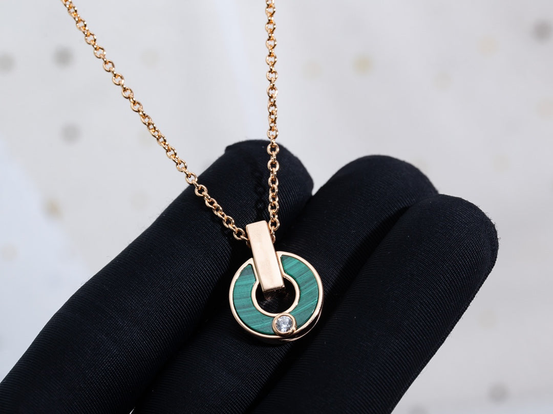 [Raffine]GARI NECKLACE PINK GOLD MALACHITE