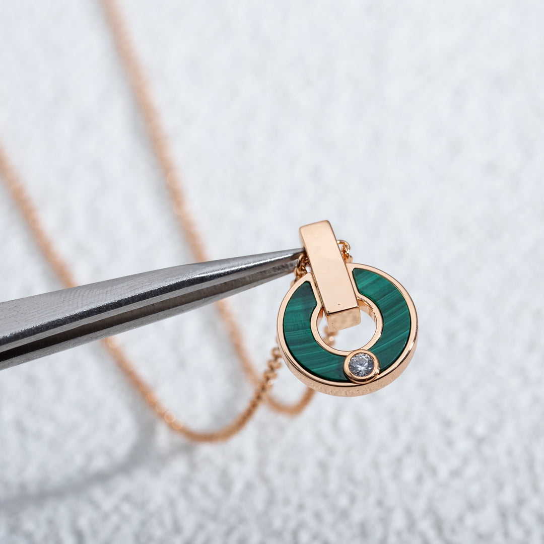 [Raffine]GARI NECKLACE PINK GOLD MALACHITE