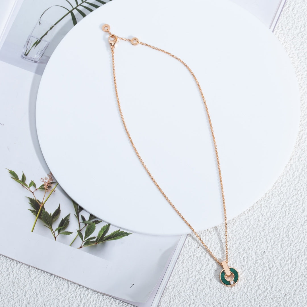 [Raffine]GARI NECKLACE PINK GOLD MALACHITE