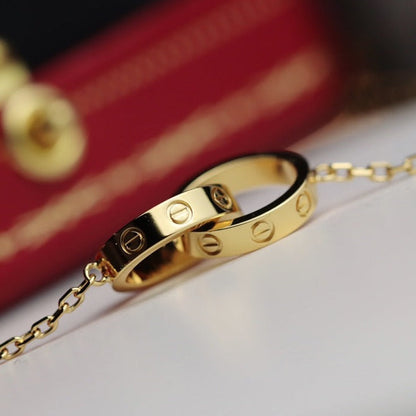 [Raffine]COLLAR AMOR DOBLE ANILLO ORO