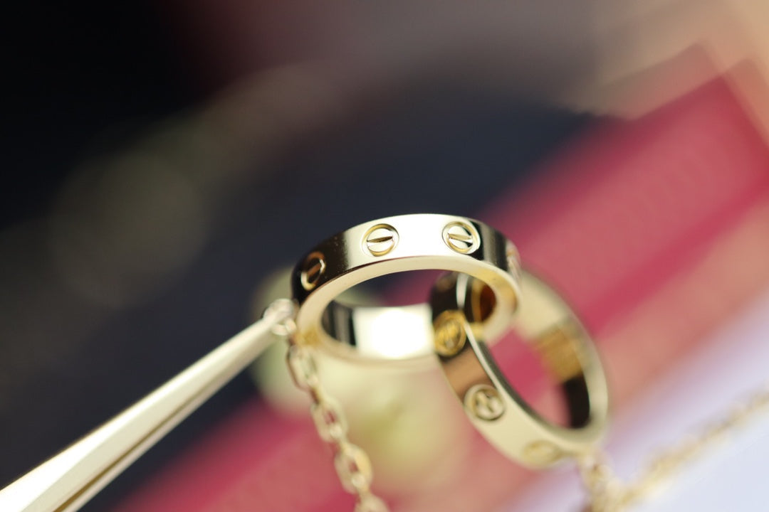 [Raffine]COLLAR AMOR DOBLE ANILLO ORO