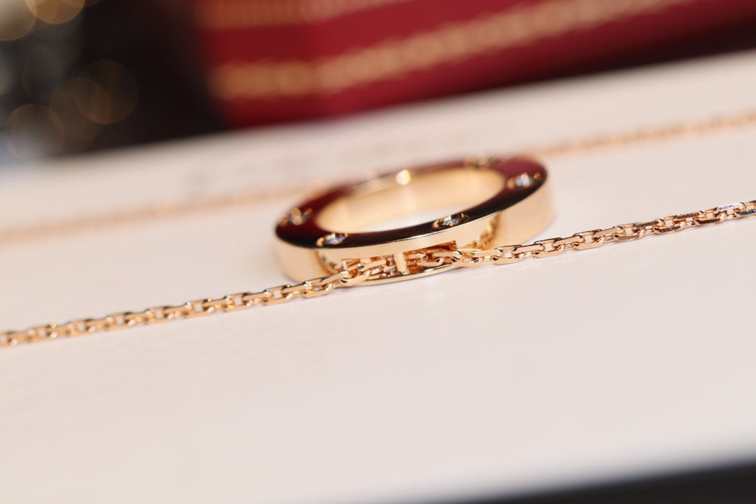 [Raffine]LOVE NECKLACE 16MM 6 DIAMONDS PINK GOLD