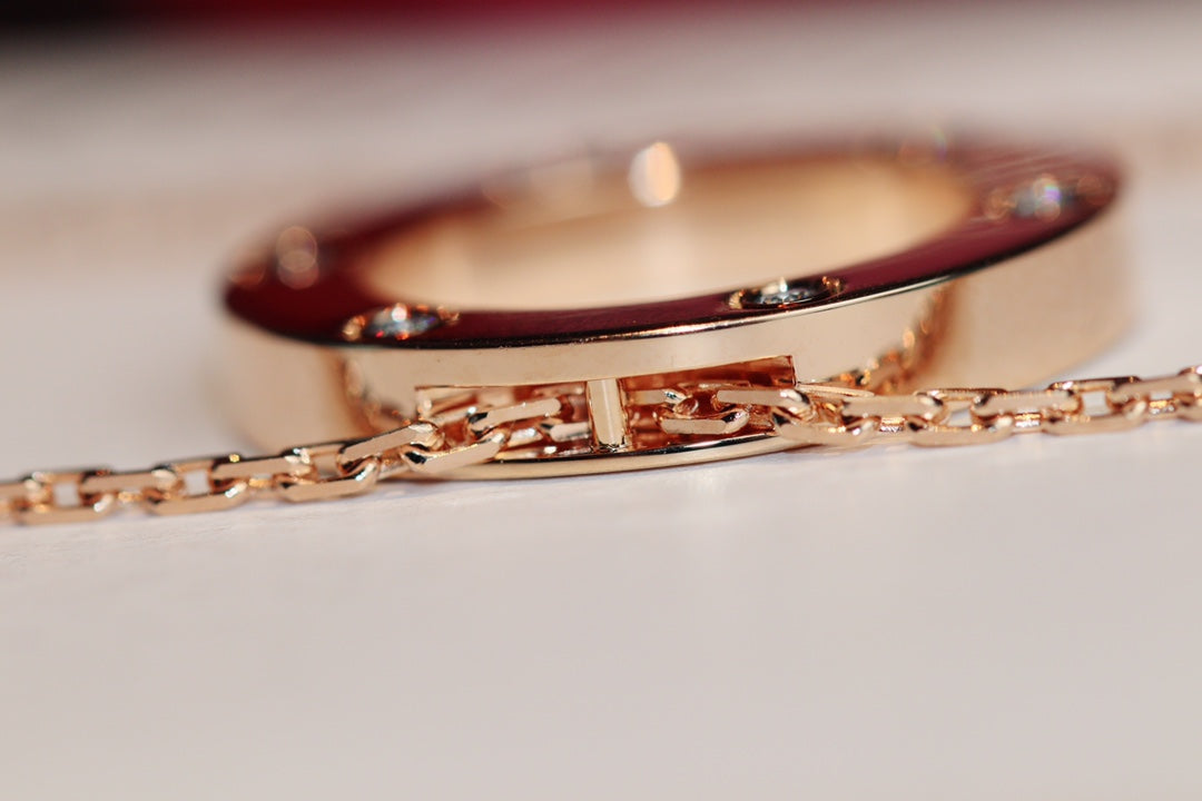 [Raffine]LOVE NECKLACE 16MM 6 DIAMONDS PINK GOLD