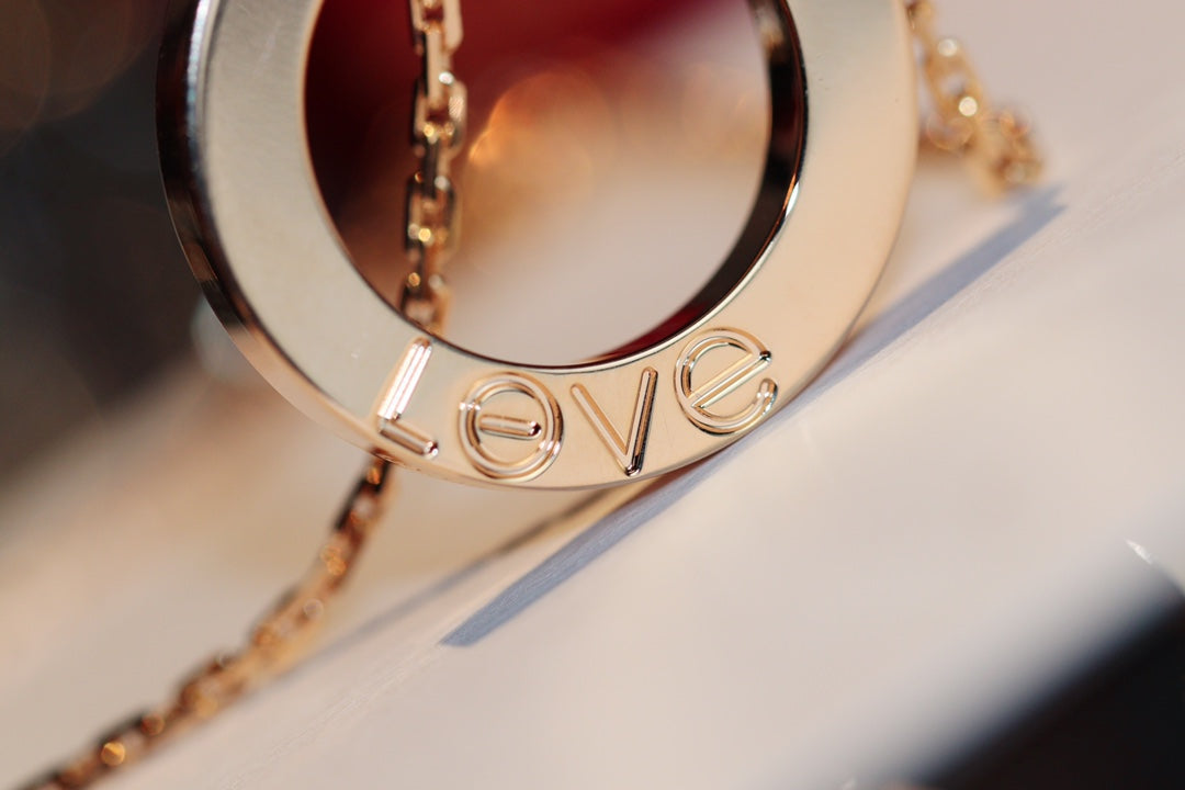 [Raffine]LOVE NECKLACE 16MM 6 DIAMONDS PINK GOLD
