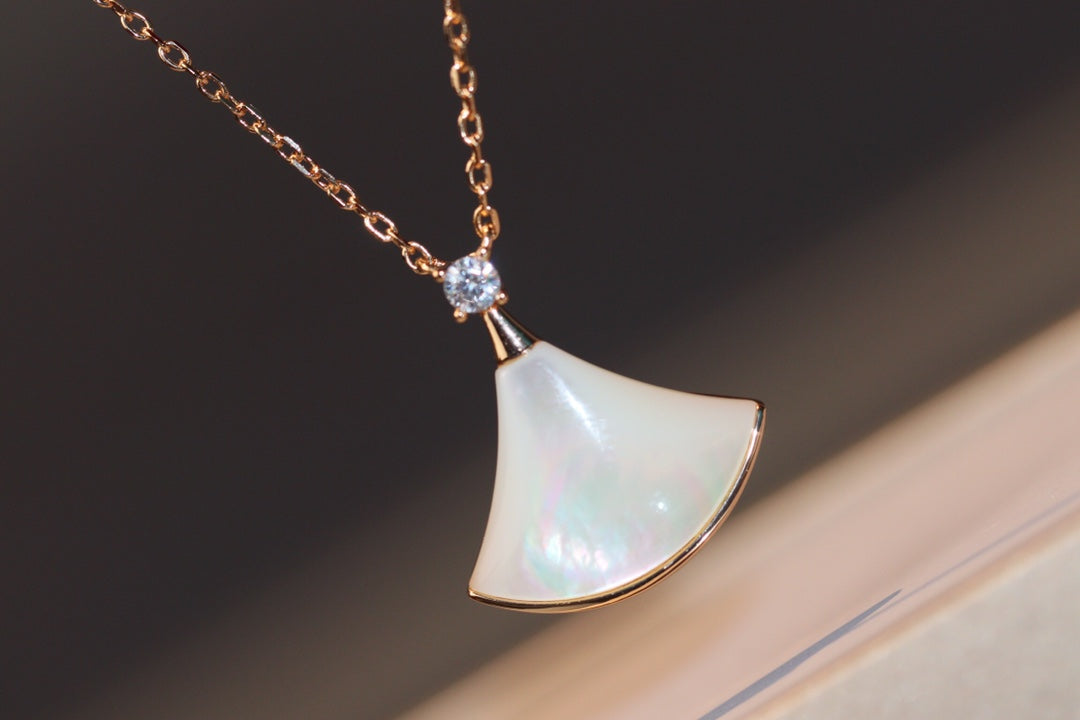 [Raffine]DREAM NECKLACE WHITE MOP PINK GOLD 1 DIAMOND