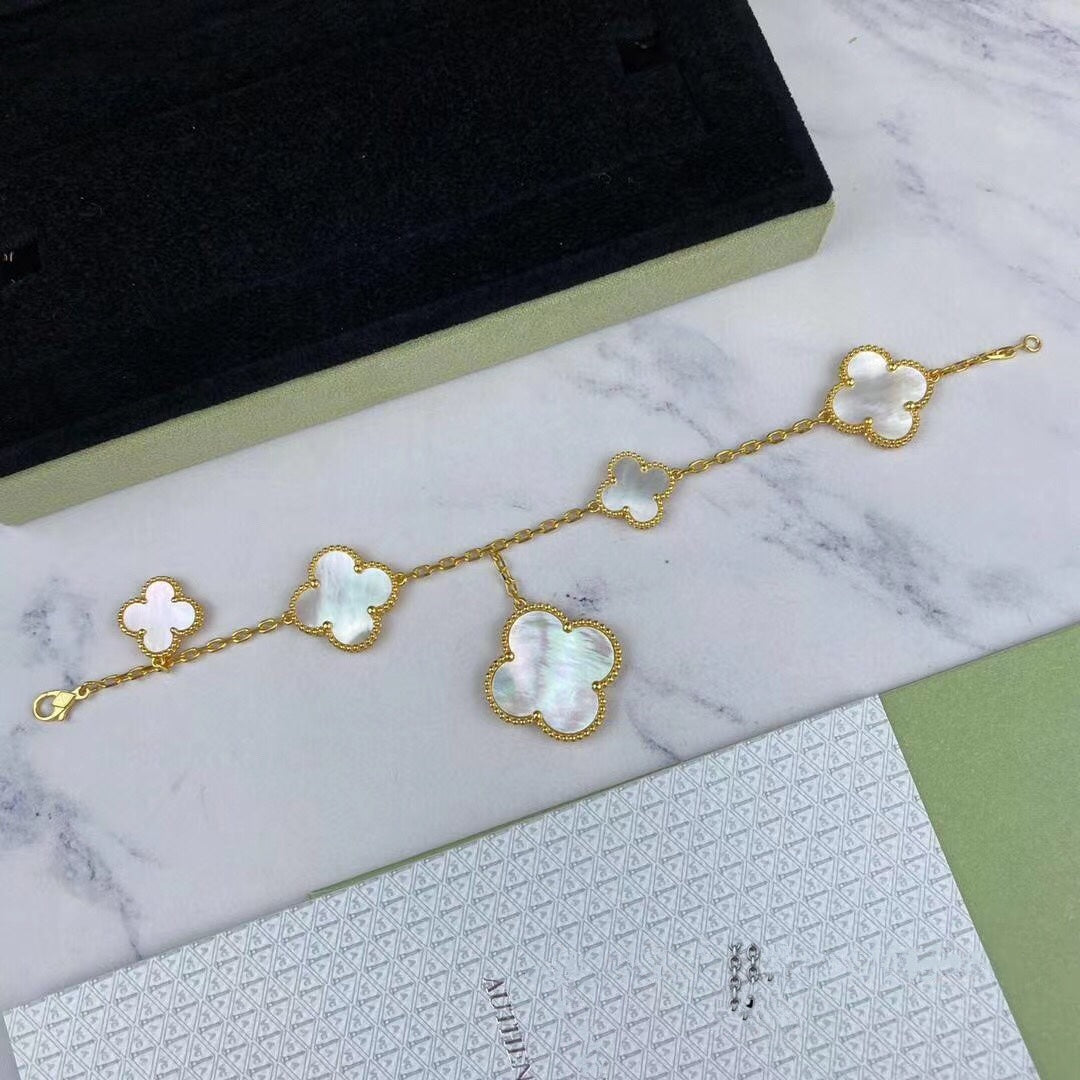 [Raffine]MAGIC CLOVER MOP GOLD BRACELET 5 MOTIFS
