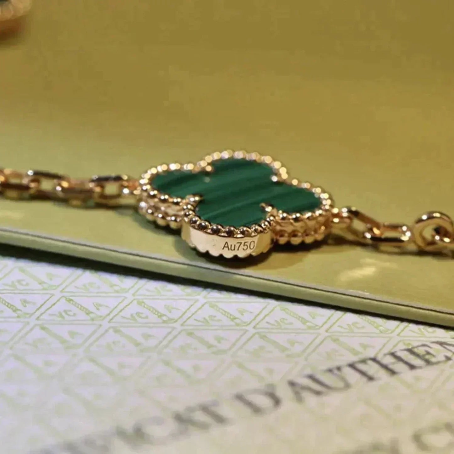 [Raffine]CLOVER 5 MOTIFS MALACHITE BRACELET