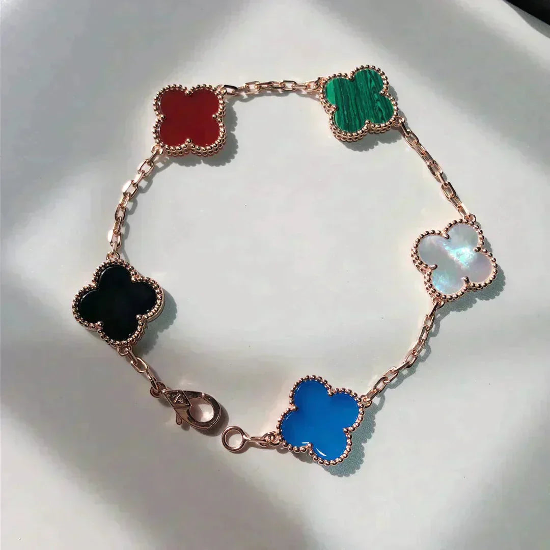 [Raffine]PULSERA MULTICOLOR TRÉBOL 5 MOTIVOS