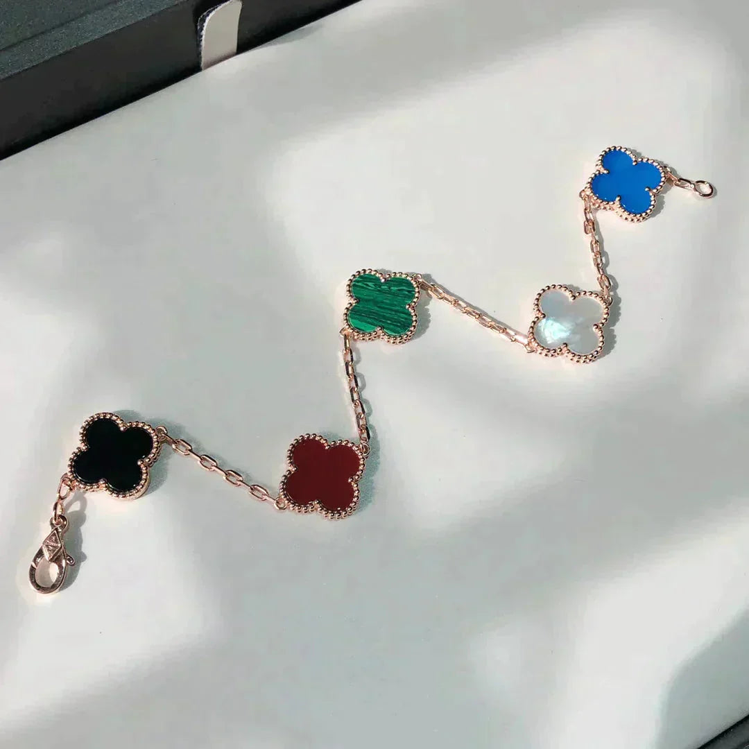 [Raffine]PULSERA MULTICOLOR TRÉBOL 5 MOTIVOS