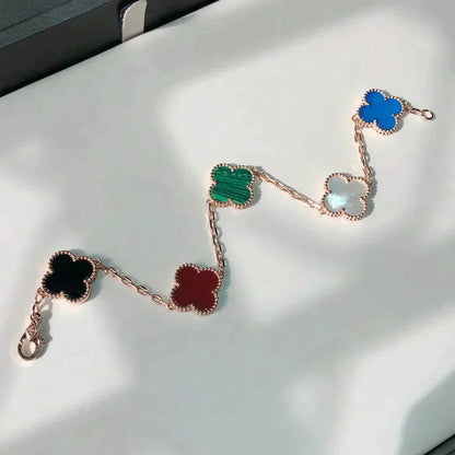 [Raffine]PULSERA MULTICOLOR TRÉBOL 5 MOTIVOS