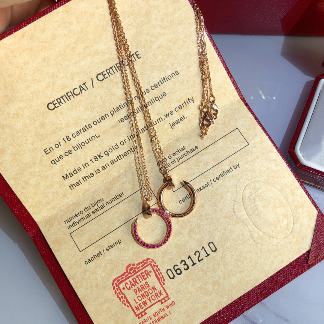 [Raffine]JUSTE NECKLACE GOLD RED DIAMONDS