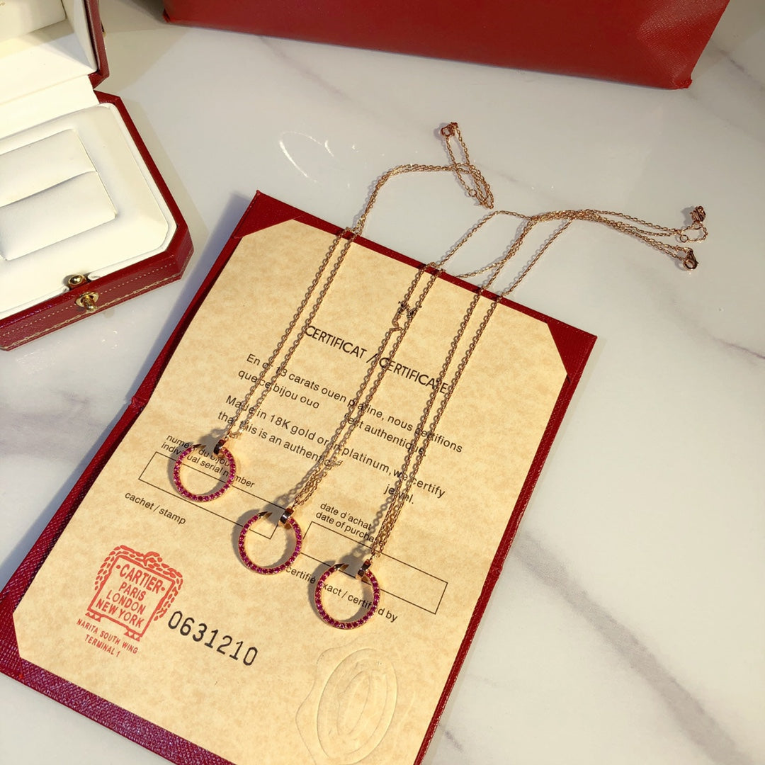 [Raffine]JUSTE NECKLACE GOLD RED DIAMONDS