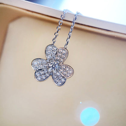 [Raffine] COLLAR DE TRÉBOL DE DIAMANTES DE PLATA