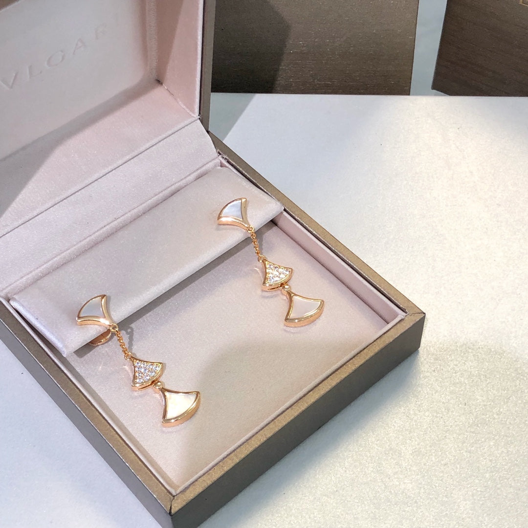[Raffine]DREAM EARRINGS 3 MOTIFS DIAMOND MOP PINK GOLD