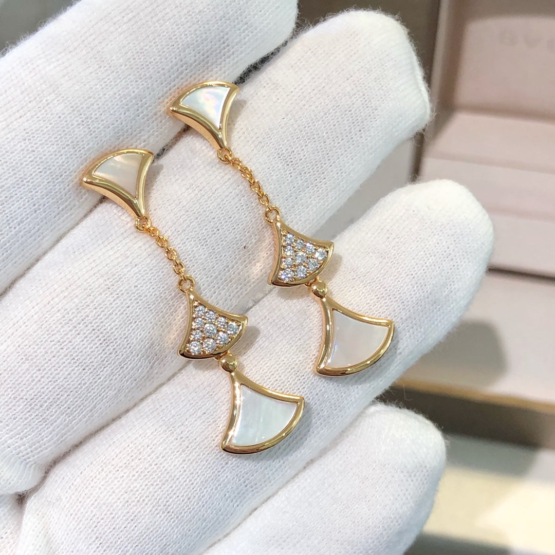 [Raffine]DREAM EARRINGS 3 MOTIFS DIAMOND MOP PINK GOLD