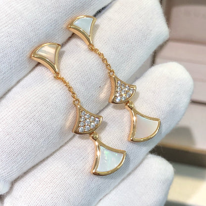 [Raffine]DREAM EARRINGS 3 MOTIFS DIAMOND MOP PINK GOLD