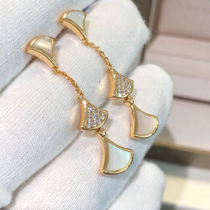 [Raffine]DREAM EARRINGS 3 MOTIFS DIAMOND MOP PINK GOLD