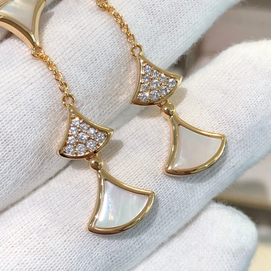 [Raffine]DREAM EARRINGS 3 MOTIFS DIAMOND MOP PINK GOLD