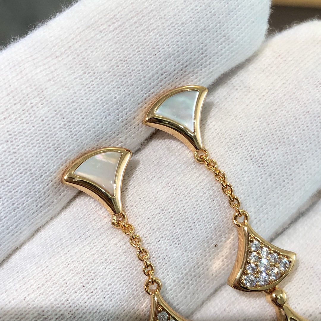 [Raffine]DREAM EARRINGS 3 MOTIFS DIAMOND MOP PINK GOLD
