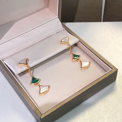 [Raffine]DREAM EARRINGS 3 MOTIFS MALACHITE MOP PINK GOLD