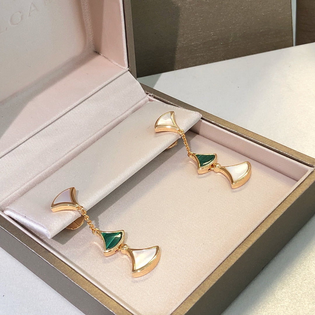 [Raffine]DREAM EARRINGS 3 MOTIFS MALACHITE MOP PINK GOLD