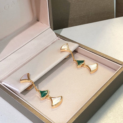 [Raffine]DREAM EARRINGS 3 MOTIFS MALACHITE MOP PINK GOLD