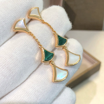 [Raffine]DREAM EARRINGS 3 MOTIFS MALACHITE MOP PINK GOLD