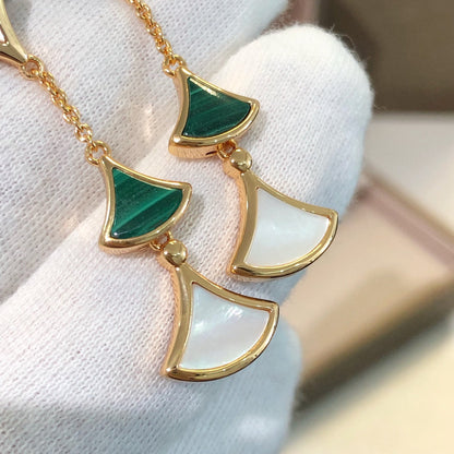 [Raffine]DREAM EARRINGS 3 MOTIFS MALACHITE MOP PINK GOLD